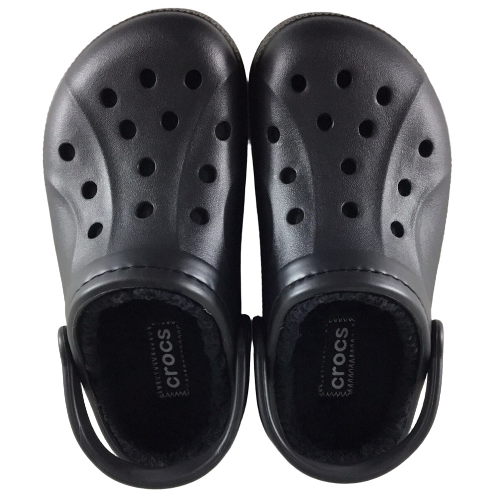 CROCS Clogs Black Fuzzy Lining Kids Black Sandals Size 1 | 3